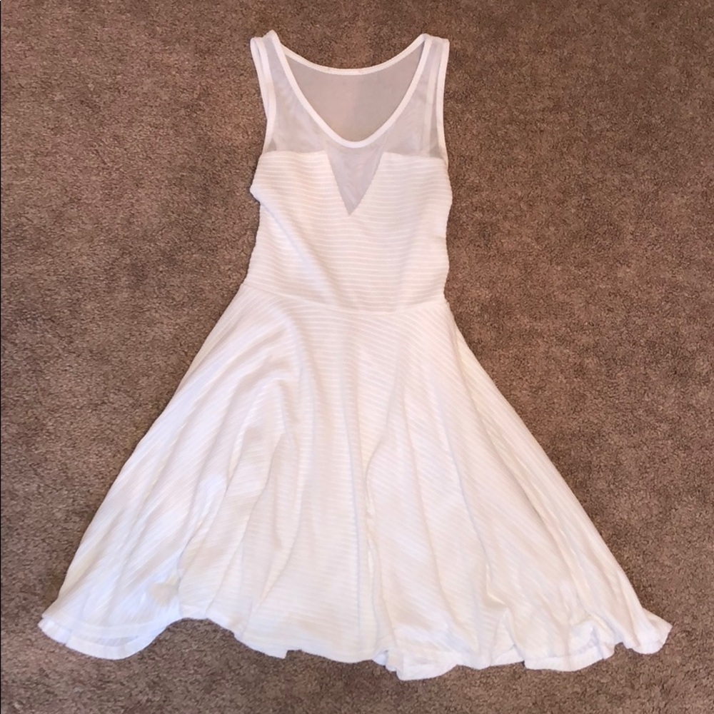 White stretchy open back summer dress